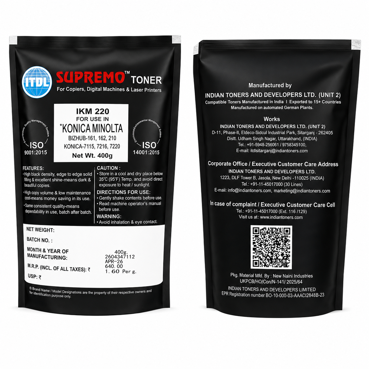 ITDL Copier Toner Powder For Konica Minolta IKM-220 400gm Black