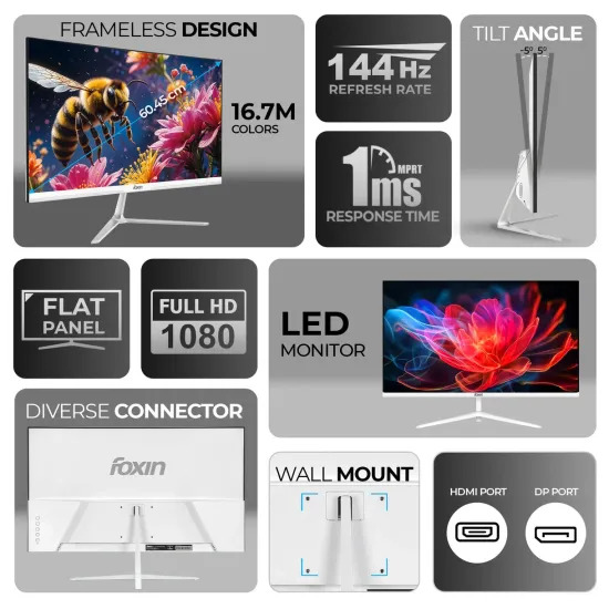 Foxin LED Monitor 24" FHD 144Hz with Speaker (Elite Ultra) - Image 8
