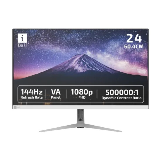 Iball LED Monitor 24" FHD VA 144 Hz with HDMI | DP (Bird i238) White