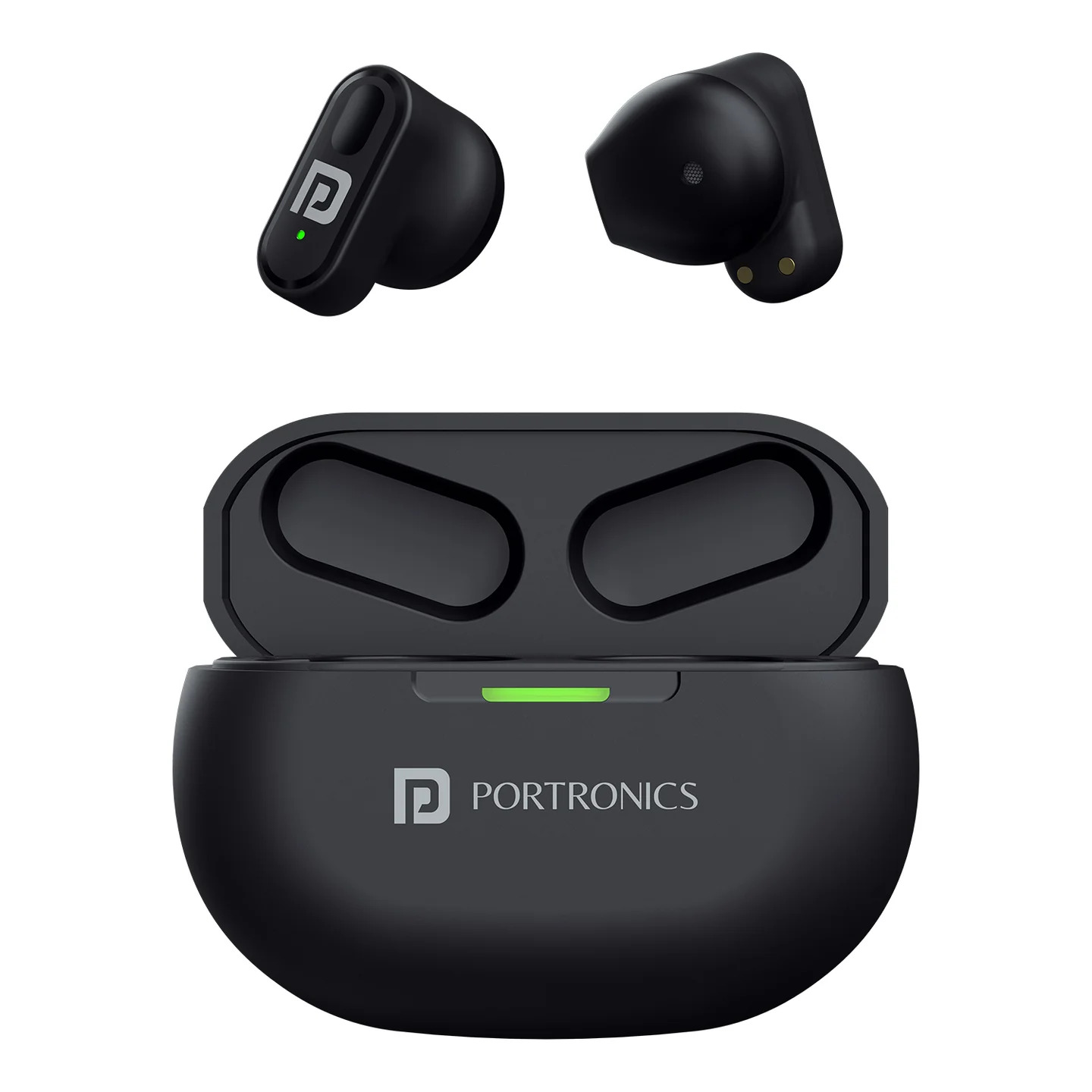 Portronics Harmonics Twins S17 in Ear TWS Earbuds with Long Playtime & HD Quality Mic, Touch Control, Gaming/Music Mode, 10mm Bass Dynamic Driver, Low Latency, Type C Fast Charging(Black)