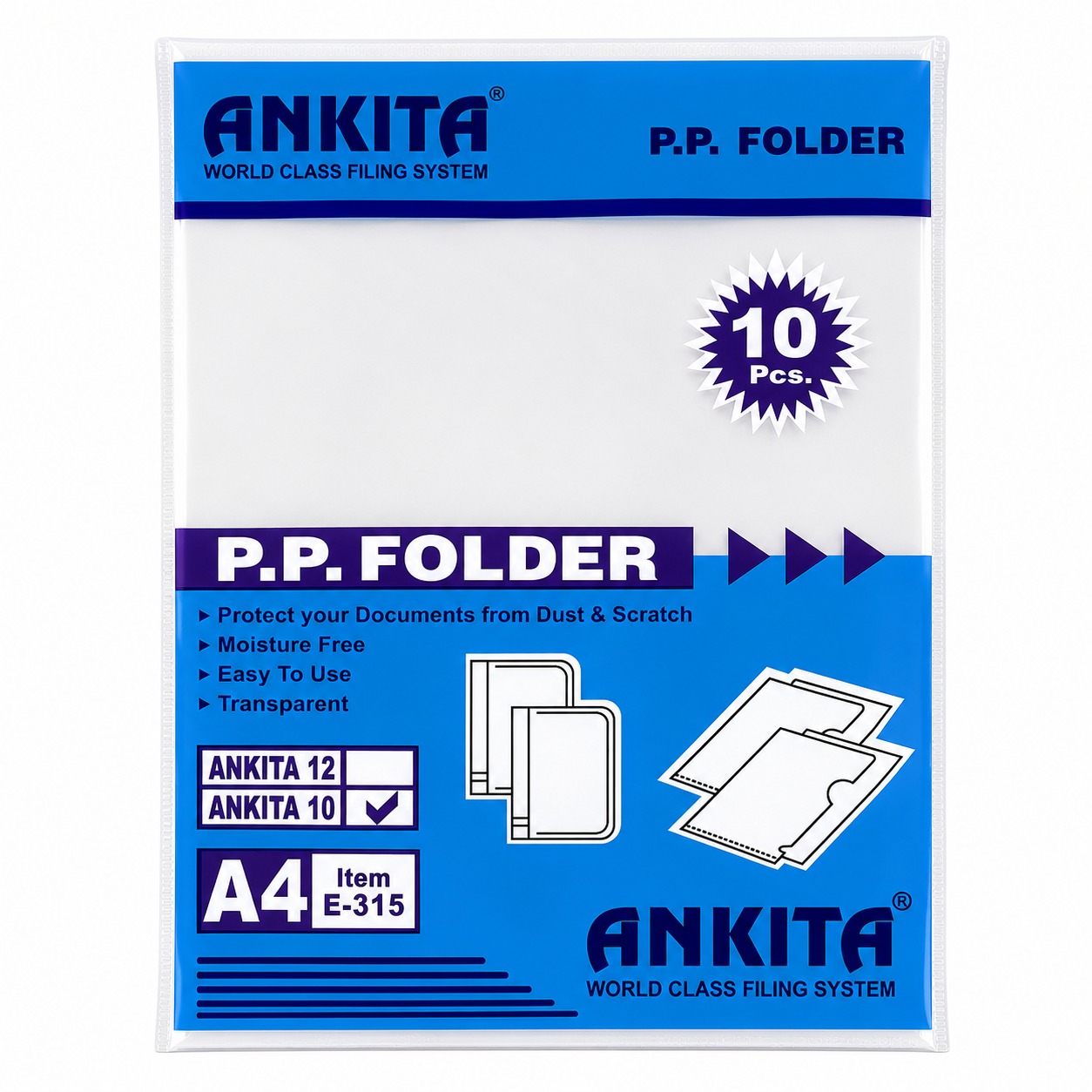 Ankita A4 Transparent PP Folder (10 Pcs Pack) - E-315
