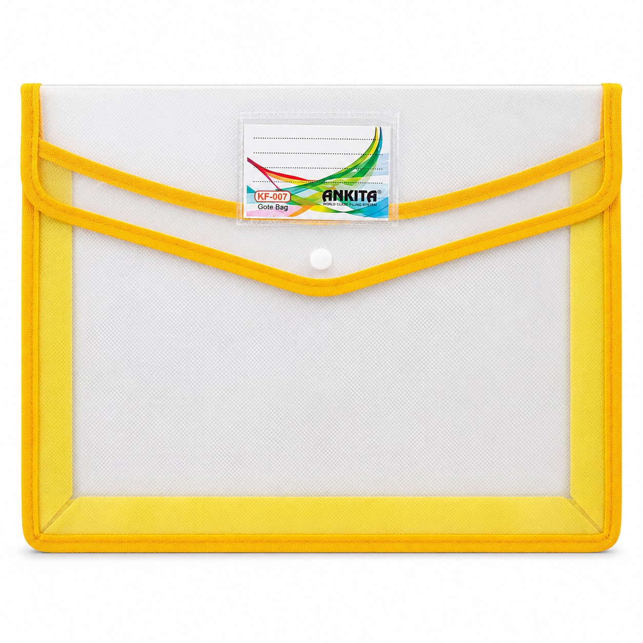 Ankita A4 Mesh Document Gota Bag with Button Closure (Yellow) - KF-007