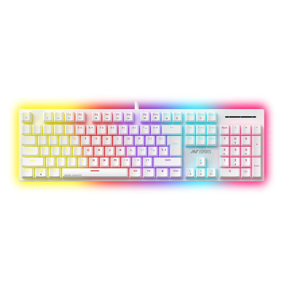 Ant Esports USB Gaming Keyboard Mechanical MK3400 Pro V3 RGB White Red Switch - Image 2