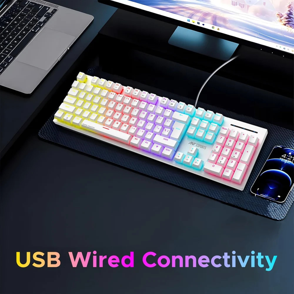 Ant Esports USB Gaming Keyboard Mechanical MK3400 Pro V3 RGB White Red Switch - Image 3