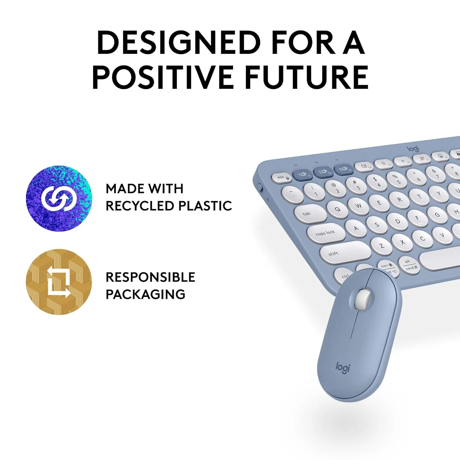 Logitech Bluetooth Keyboard Mouse Combo Pebble 2 Blue - Image 2