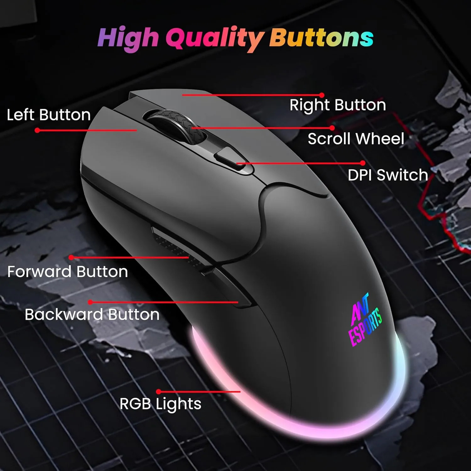 Ant Esports Wireless Gaming Keyboard Mouse Combo RGB (KM500 Pro) - Image 3