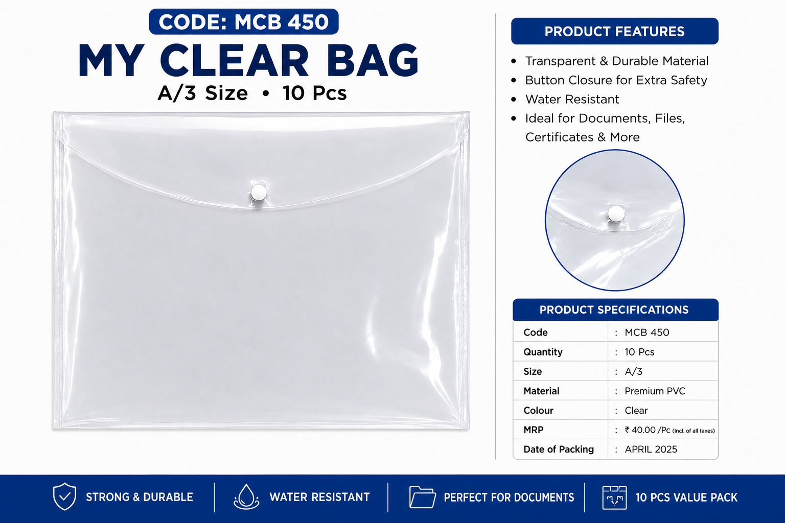 Ankita A3 my clear bag (10 Pcs Pack) MCB 450