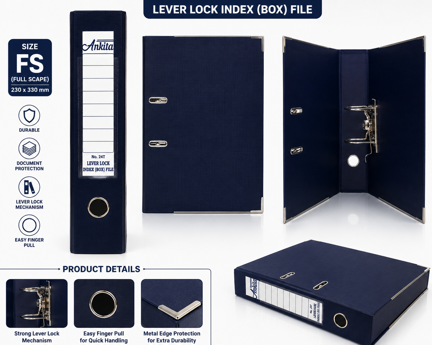 Ankita Lever Lock Index (Box) File NO-24T