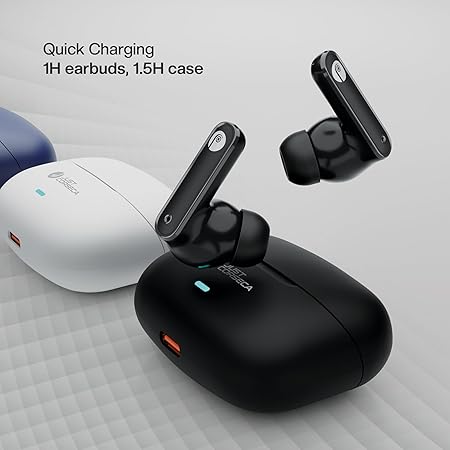 JUST CORSECA JST478 JC Silver True Wireless Earbuds | Bluetooth 5.4 | 10mm Drivers | 35H Playtime | Fast Charging Case | Deep Bass, Clear Calls & Type-C Charging (Black + Orange) - Image 3