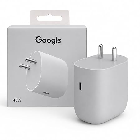 Google 45W Type C Fast Charger Adapter | Compatible with Pixel 10a/10 Pro, 9 Pro/9/9a, 8 Pro/8/8a, 7 Pro/7/7a, 6 Pro/6/6a, Pixel Fold, Pixel Tablet, Chromebooks & Laptops | 45 W Quick Charge - White