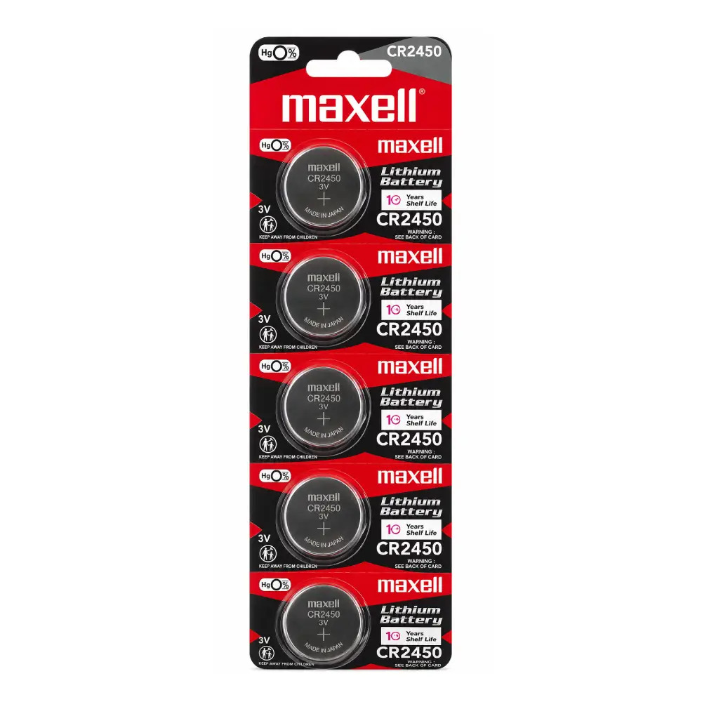 Maxell Button Cell 3V CR2450 (Pack of 5)