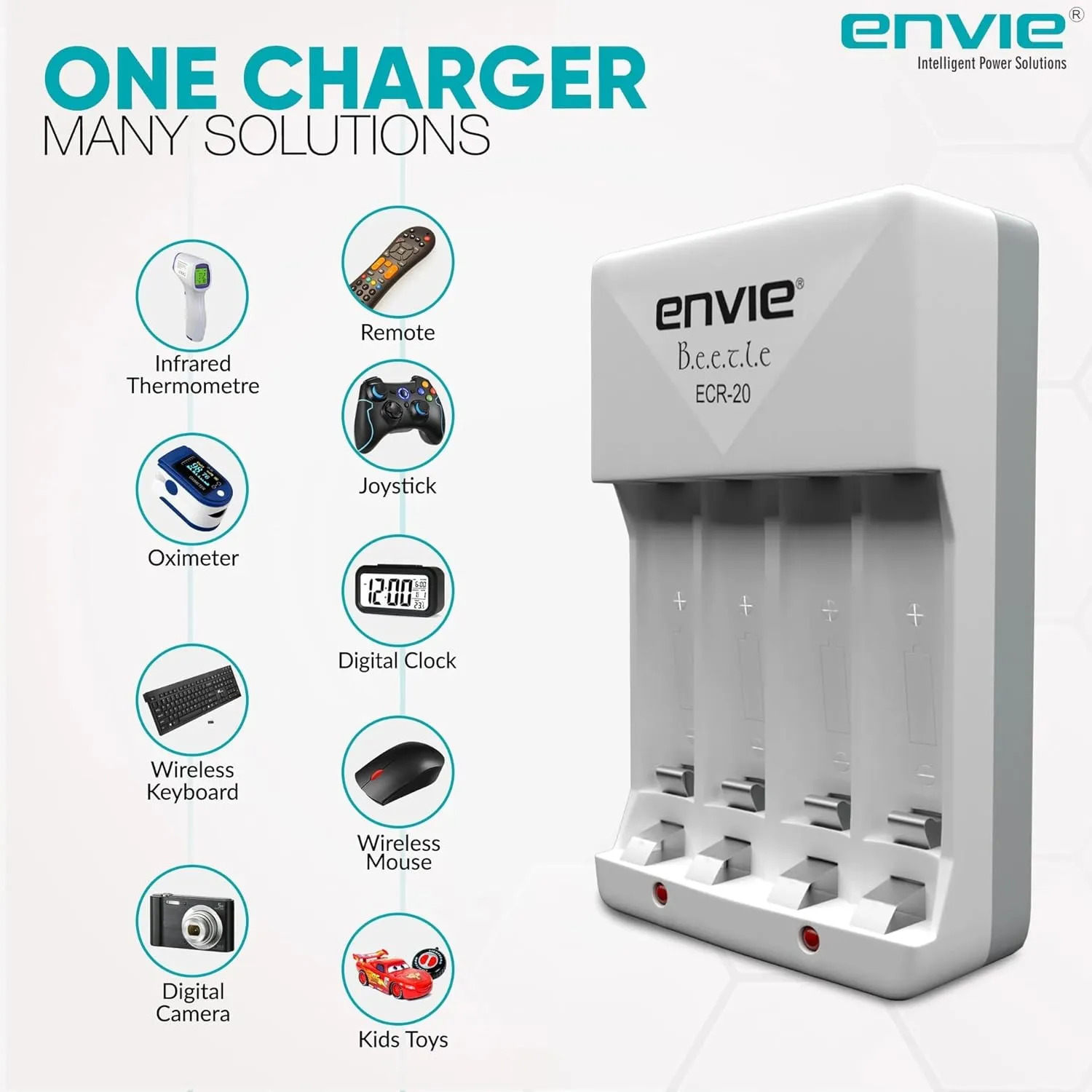 ENVIE Charger for AA & AAA Rechargeable Batteries (ECR-20) - Image 2