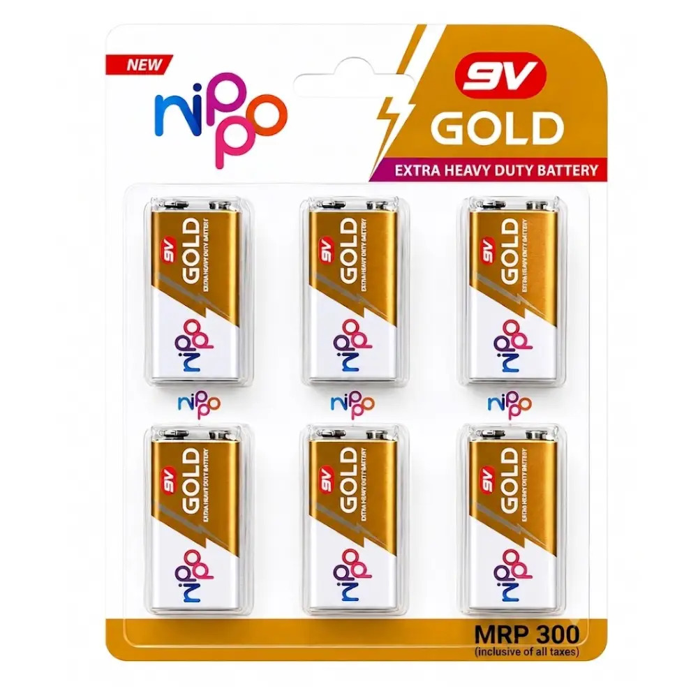 Nippo Gold 9V Battery Extra Heavy Duty (Pack of 6)
