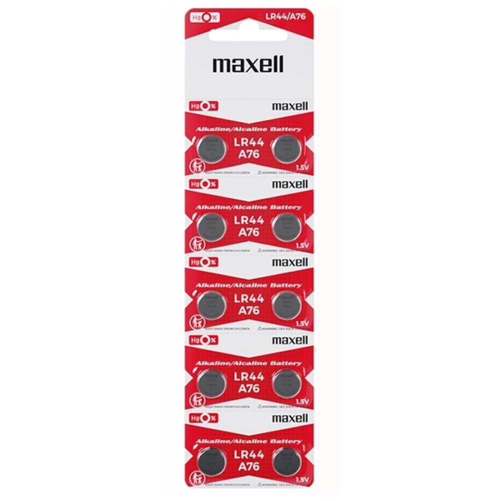 Maxell CMOS Battery 1.5V LR44,A76 (Pack of 10)