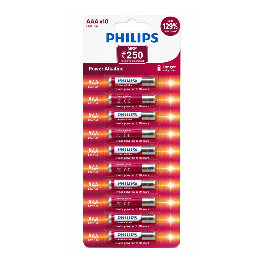 PHILIPS AAA Alkaline Battery (Pack of 10)