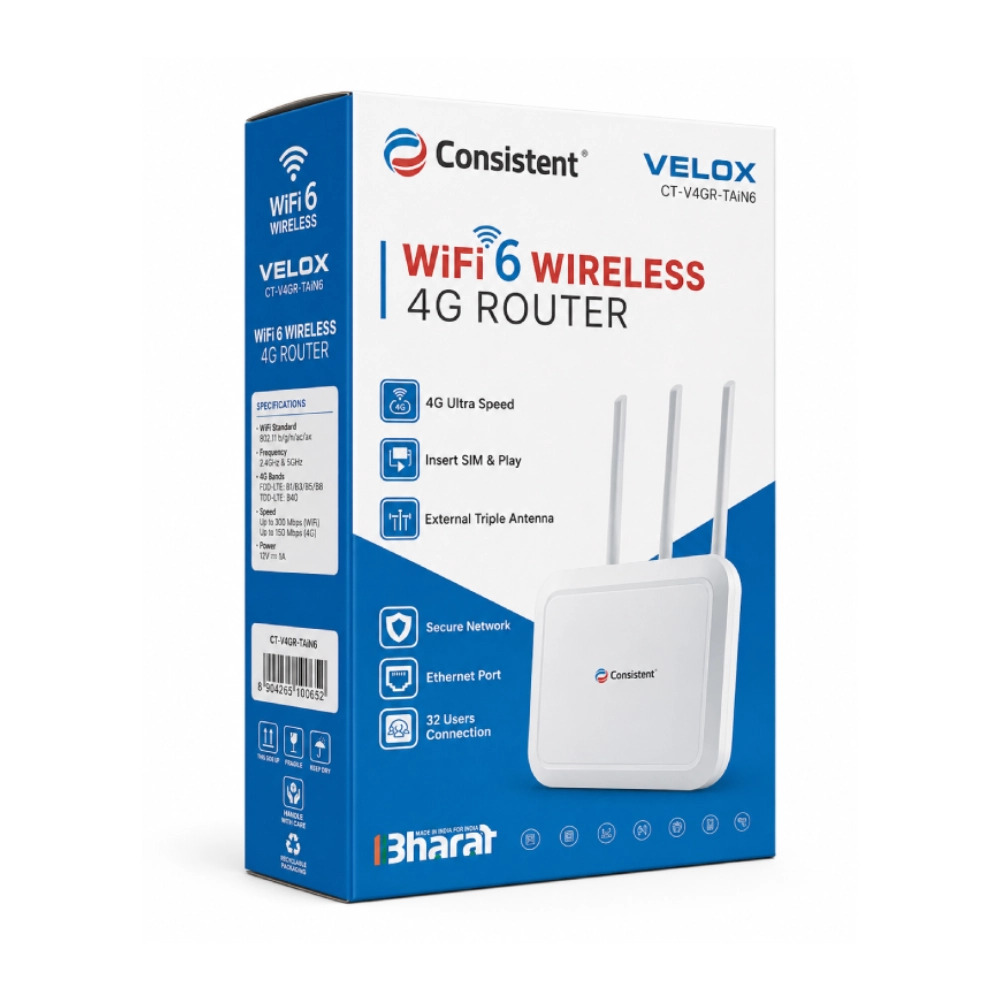 Consistent 4G Sim | WIFI6 Router Velocity 3 Antenna (CT-4GR-TAW6)
