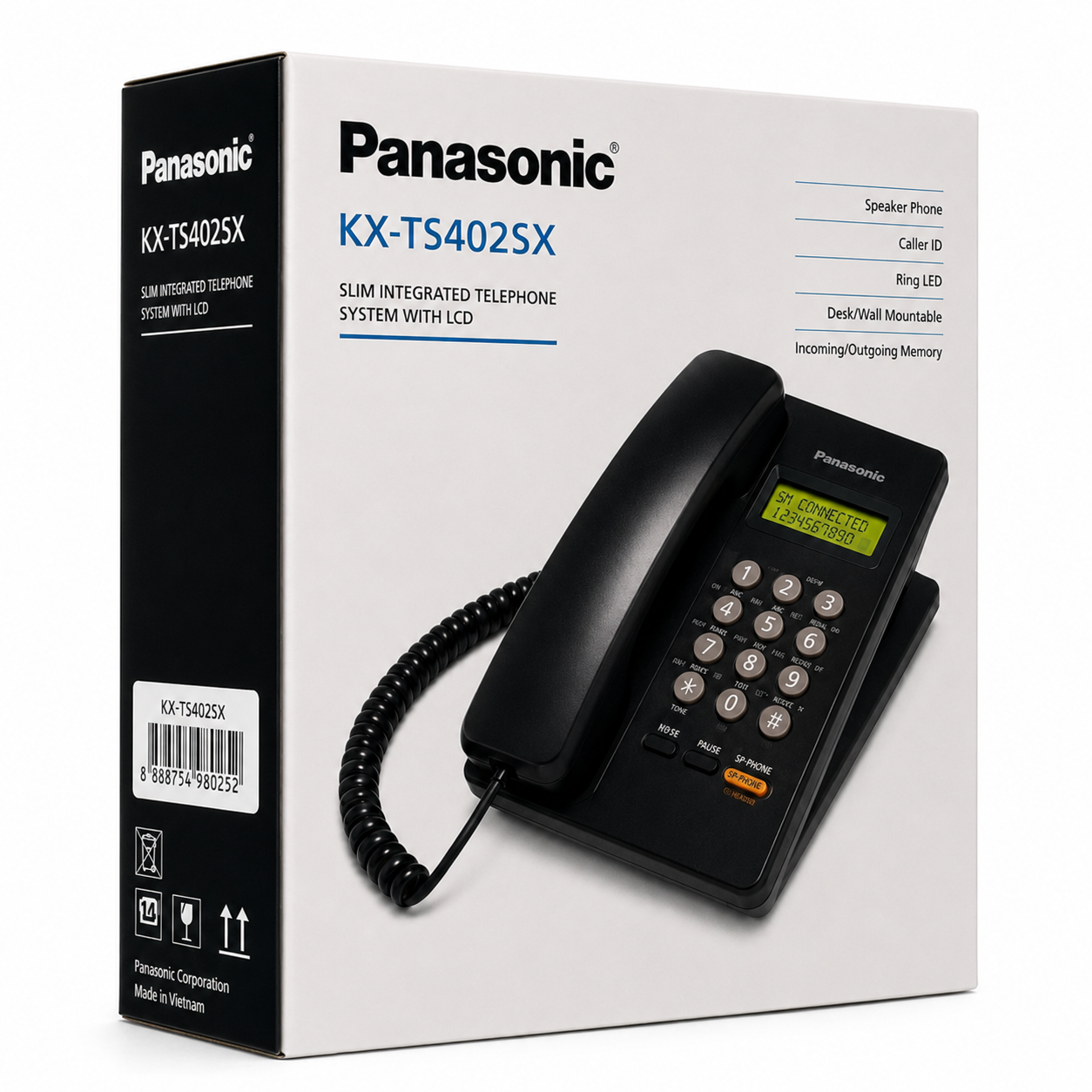 Panasonic Wired Telephone Set with Display White (KX-TS402SX)