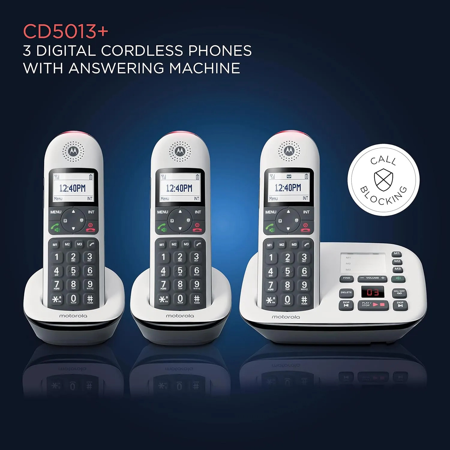 Motorola Wireless Telephone Set with answering Machine (3-Handset) CD5013+ - Image 3