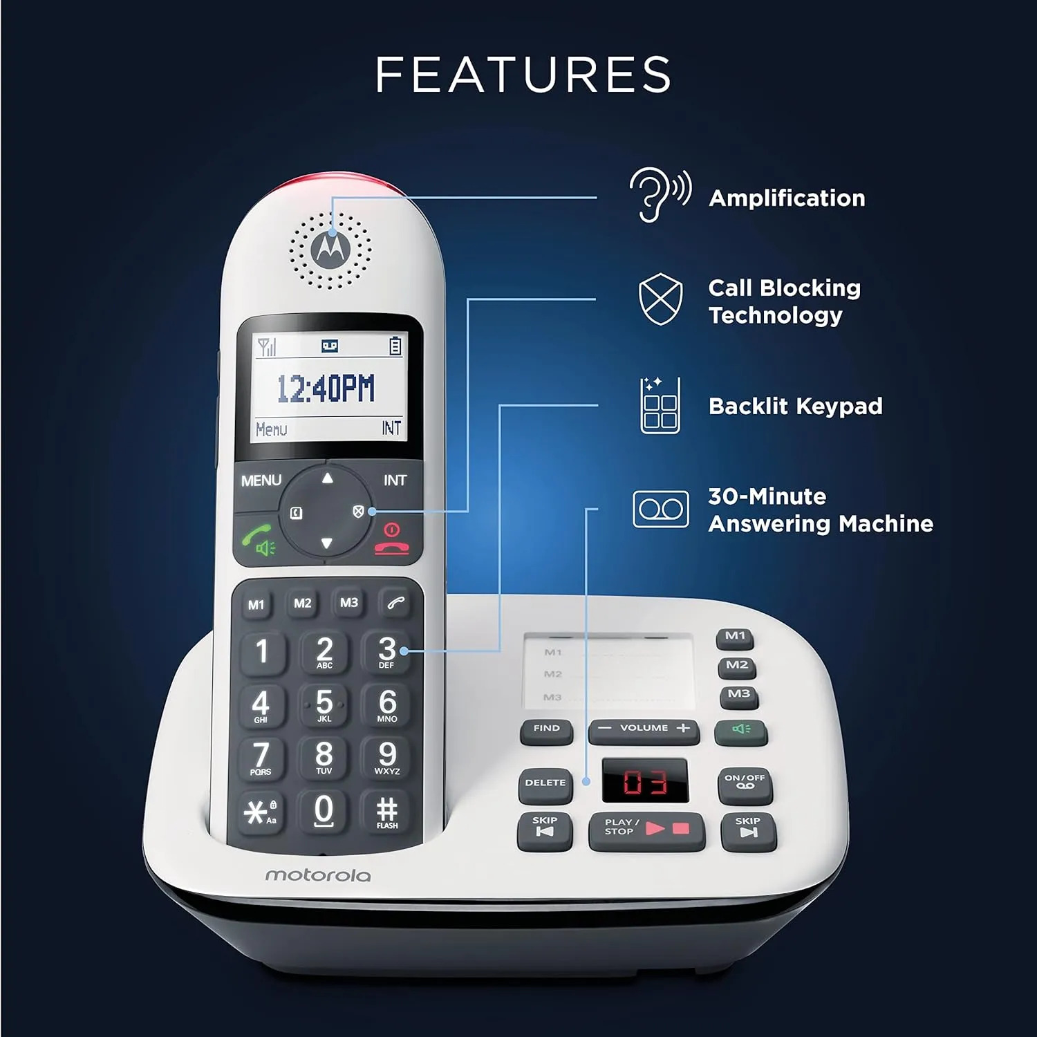 Motorola Wireless Telephone Set with answering Machine (3-Handset) CD5013+ - Image 4
