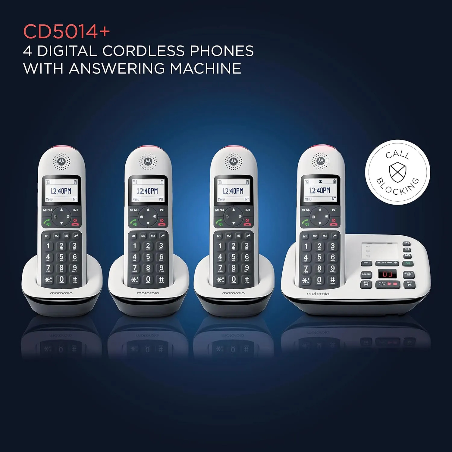 Motorola Wireless Telephone Set with answering Machine (4-Handset) CD5014+ - Image 3