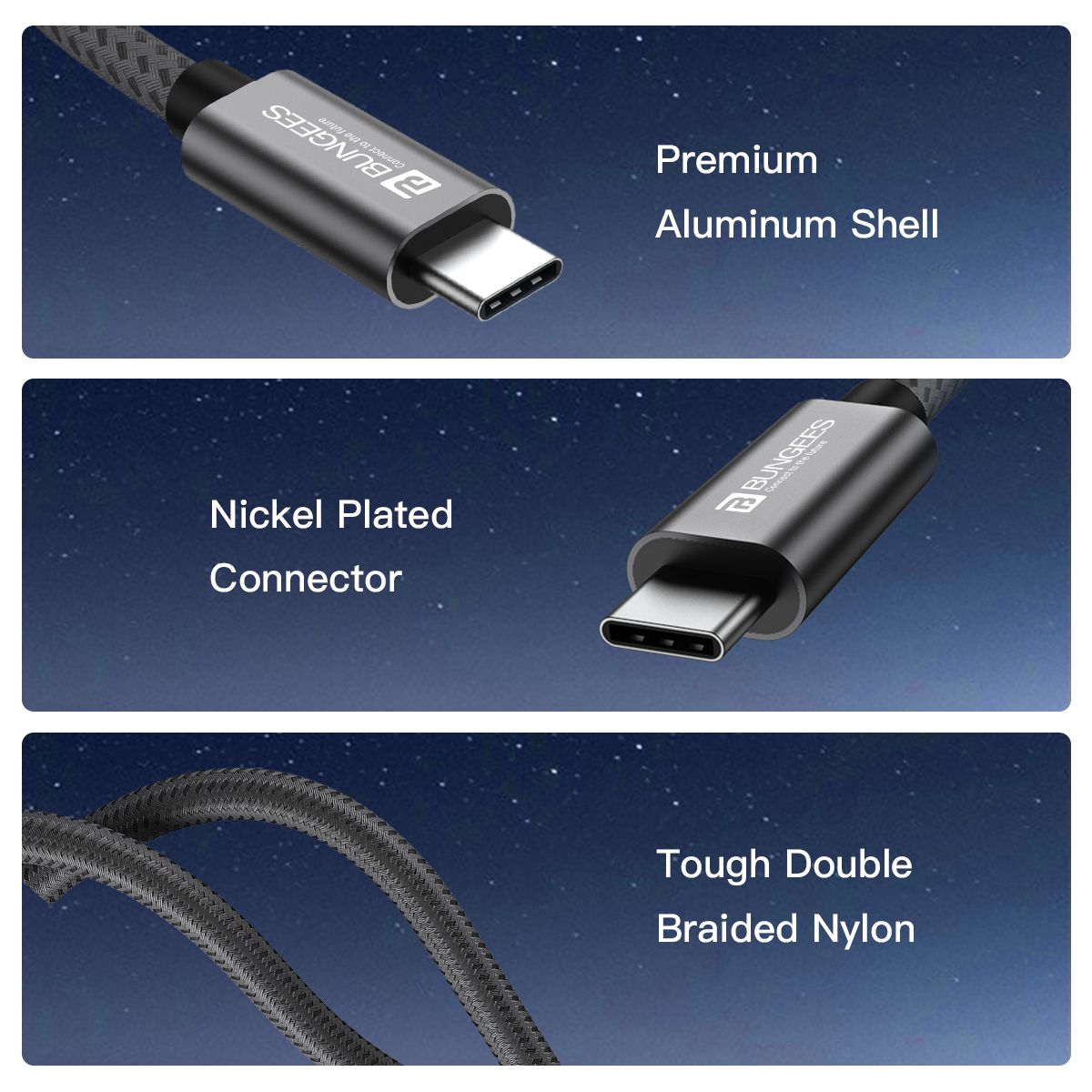 Bungees Type-C Cable PD 100W | 20 Gbps | 4K 60Hz | 3m - Image 2