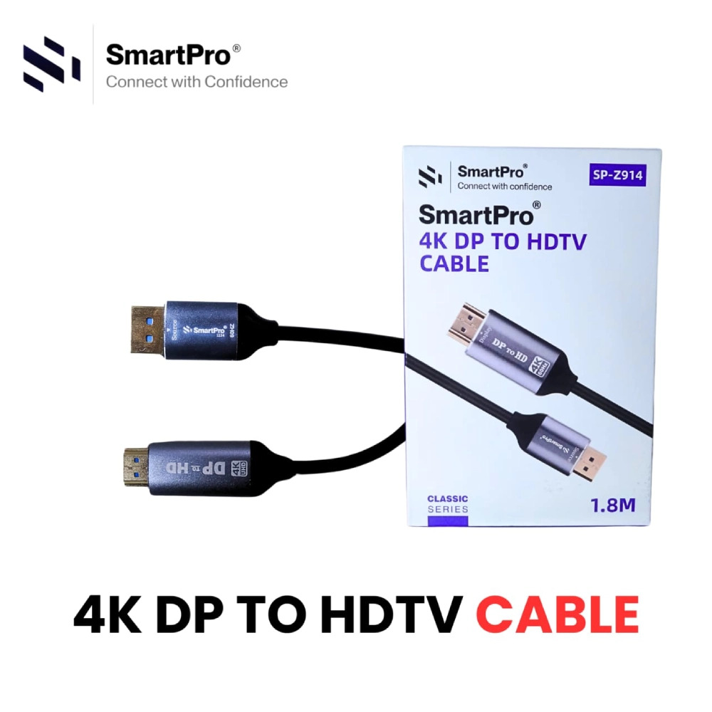 Smart-Pro 4K Display Port To HDMI Cable 60Hz 1.8m (SP-Z914) - Image 4