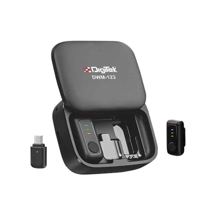 DigiTek Wireless Microphone Type C With 2 Mic (DWM 123) Black