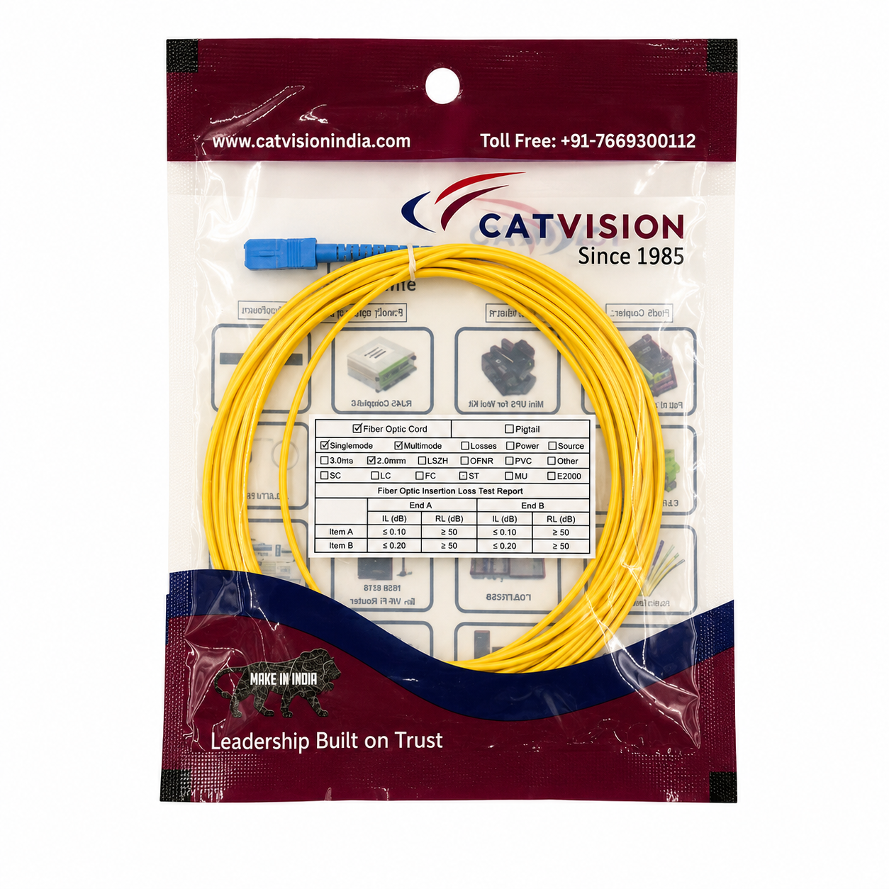 CATVISION FIBER PATCH CORD SC/UPC To SC/UPC 0.3mm 5m