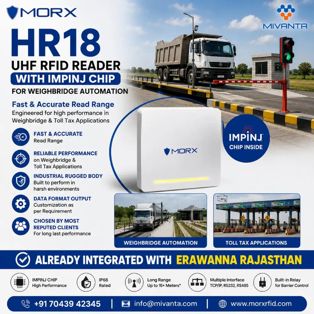 MORX UHF Integrated RFID Reader HR18 With Impinj Chip For Weighbridge