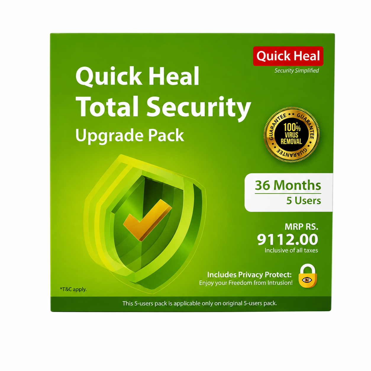 Quick Heal Total Security 5 User 3 Year Antivirus Renewal (With Activation Scheme)