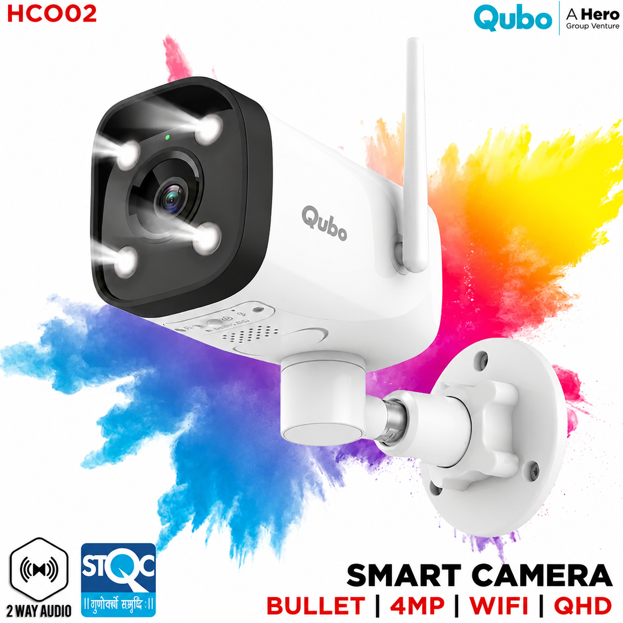 QUBO HCO02 SMART BULLET PRO 180 4MP OUTDOOR WIFI CAMERA IP66 (2 YEAR)
