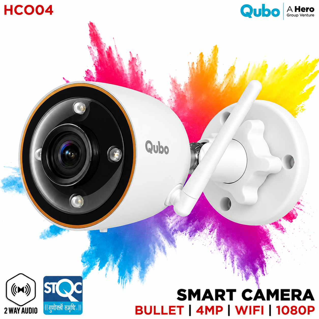 QUBO HCO04 SMART BULLET CAM PRO 4MP OUTDOOR WIFI CAMERA IP66 (2 YEAR)