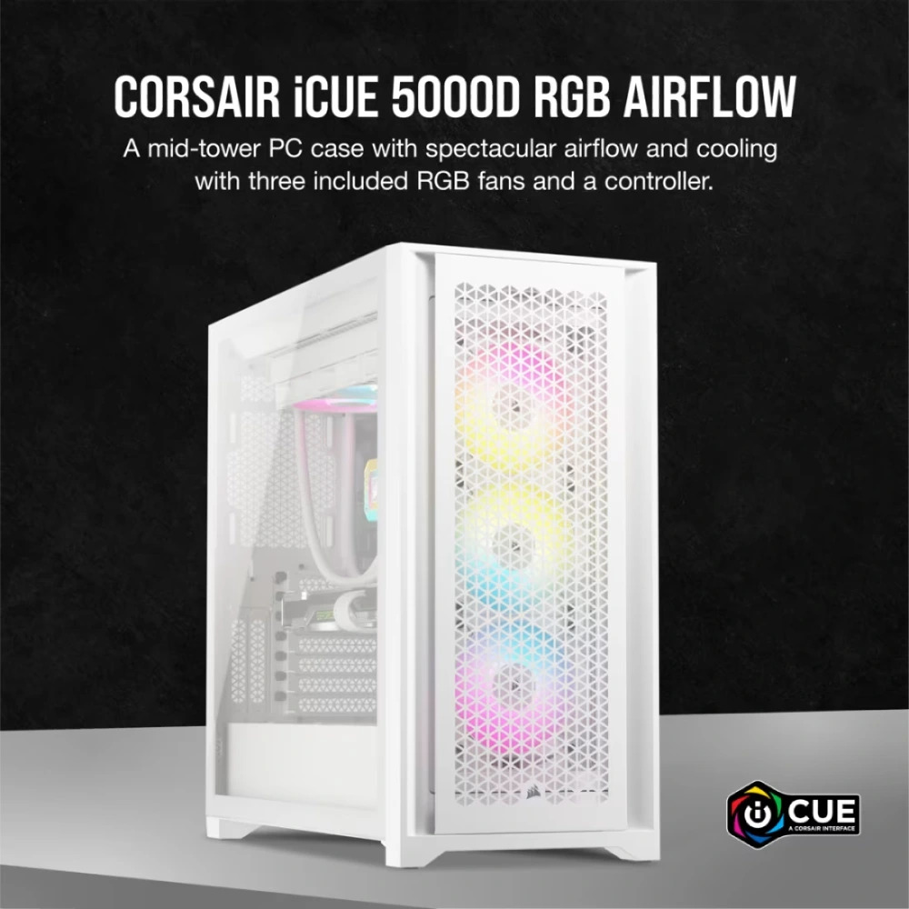Corsair Mid Tower Cabinet 5000D AIRFLOW White (CC-9011243-WW) - Image 5
