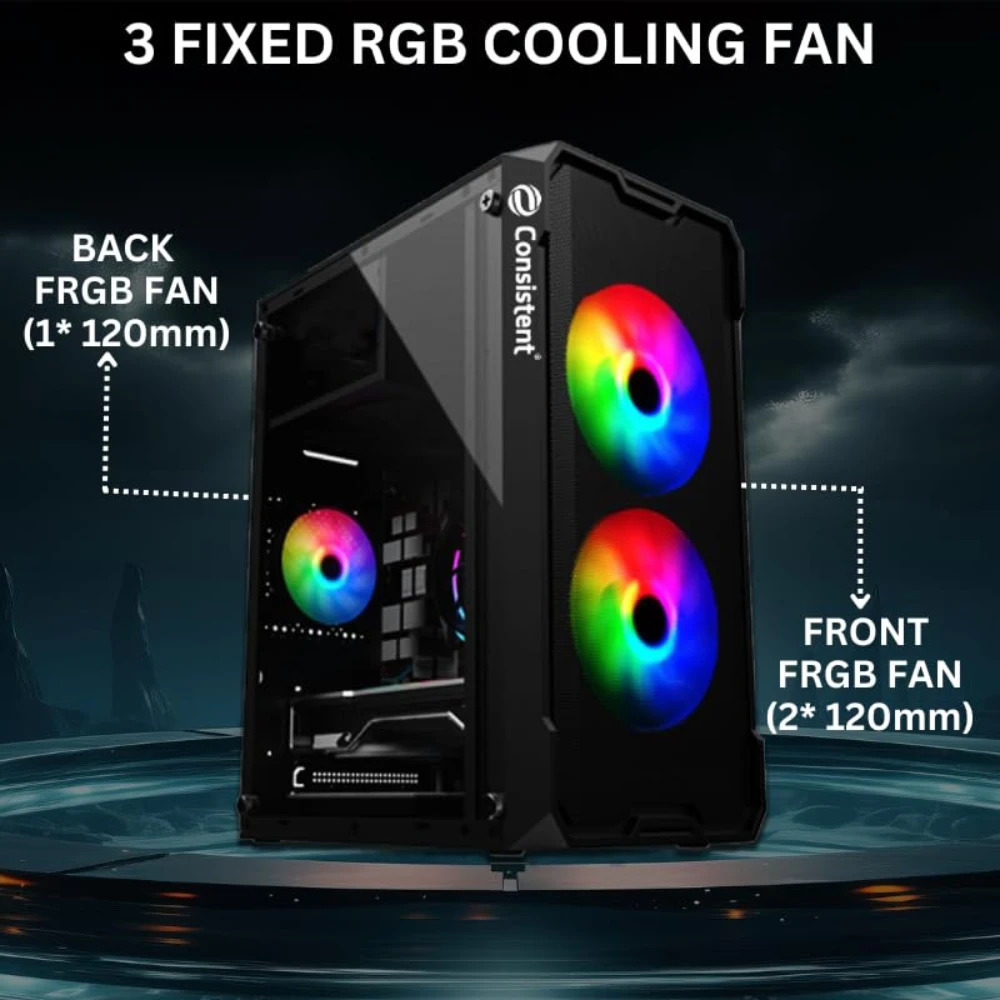Consistent Mid Tower Gaming Cabinet (Micro-ATX / Mini-ITX) Venus CIG2008 Black - Image 3