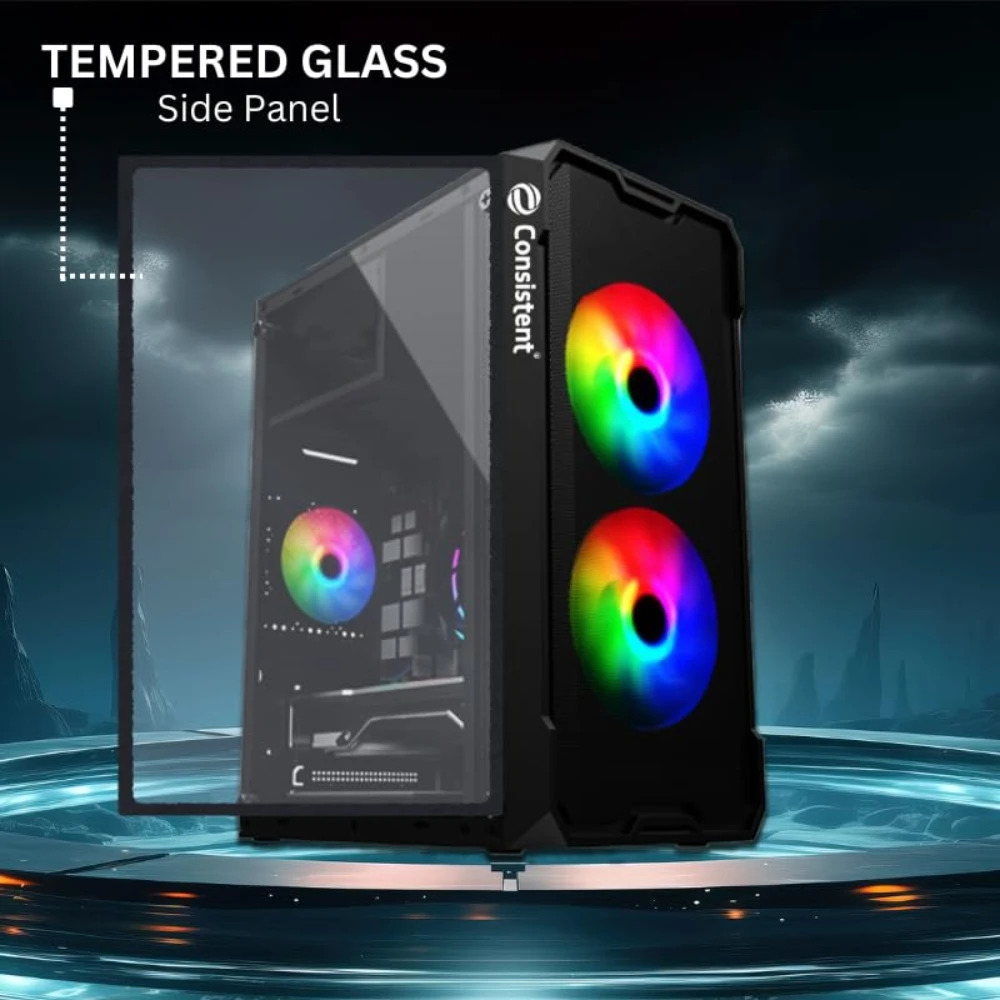 Consistent Mid Tower Gaming Cabinet (Micro-ATX / Mini-ITX) Venus CIG2008 Black - Image 5