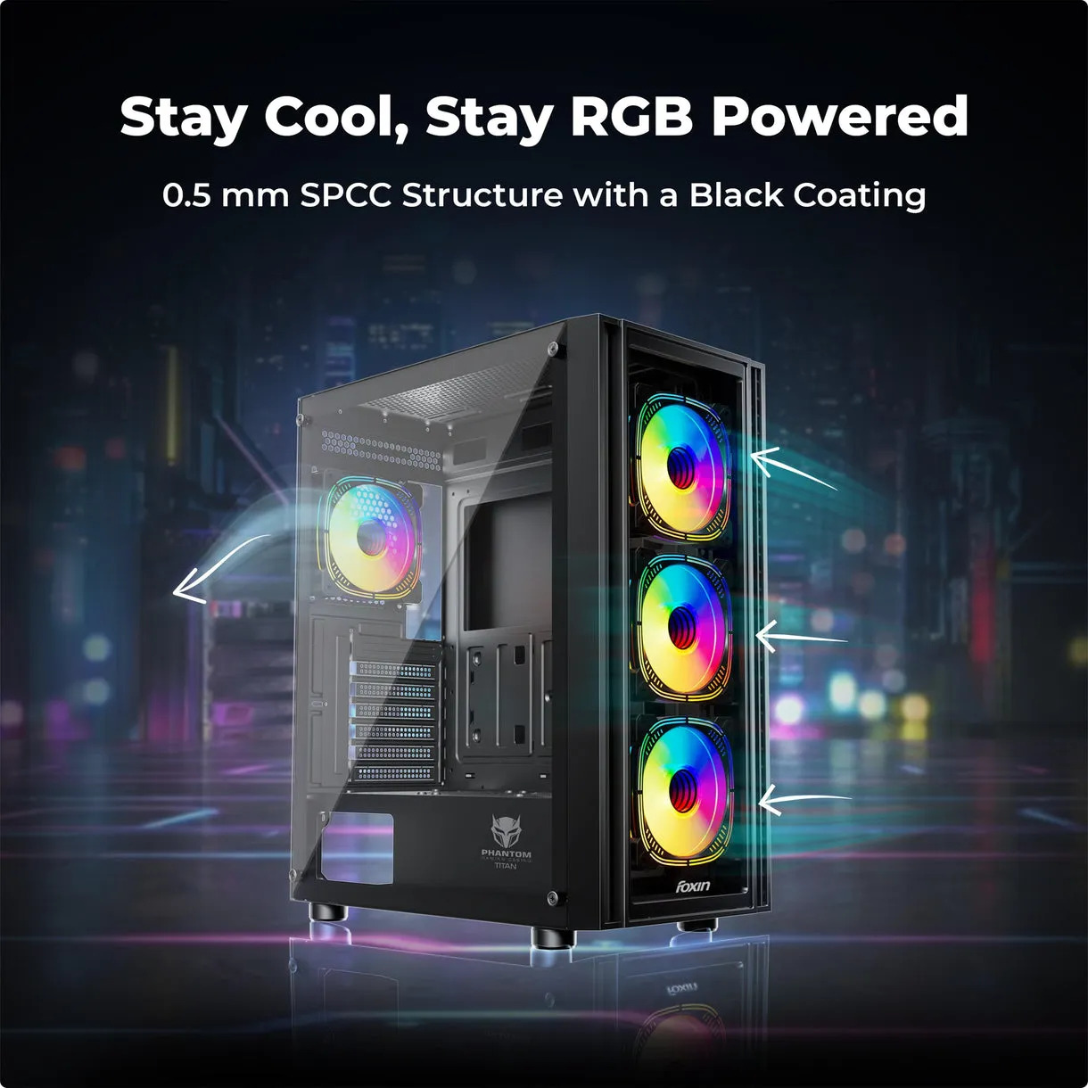 Foxin Gaming Cabinet Mid Tower ARGB Titan - Image 2