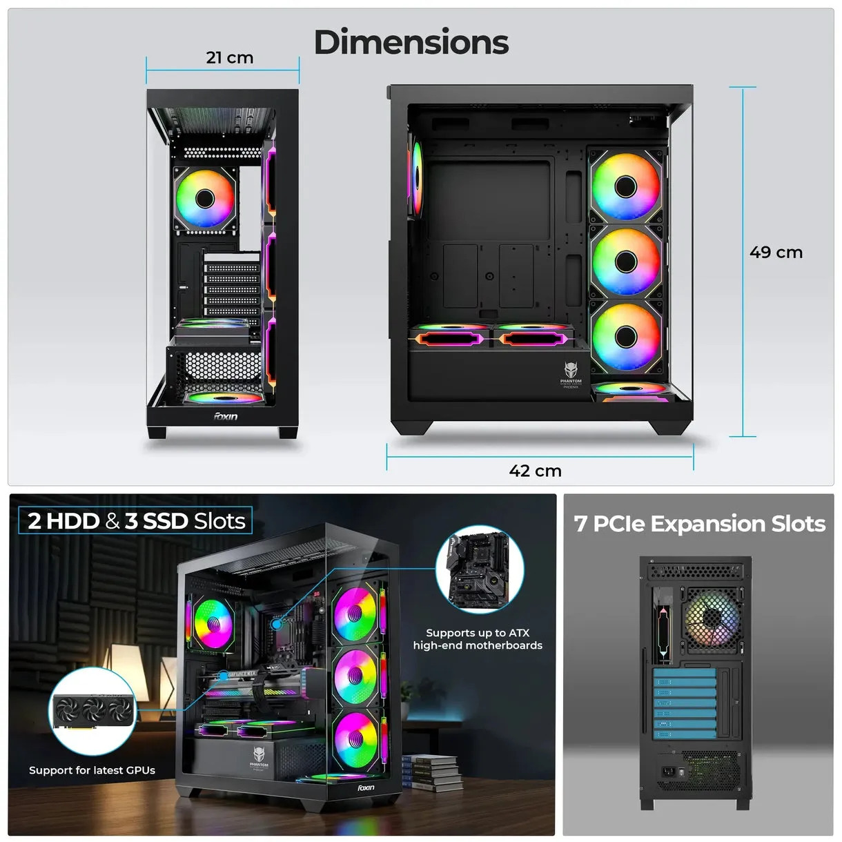 Foxin Gaming Cabinet Mid Tower ARGB Phoenix - Image 2