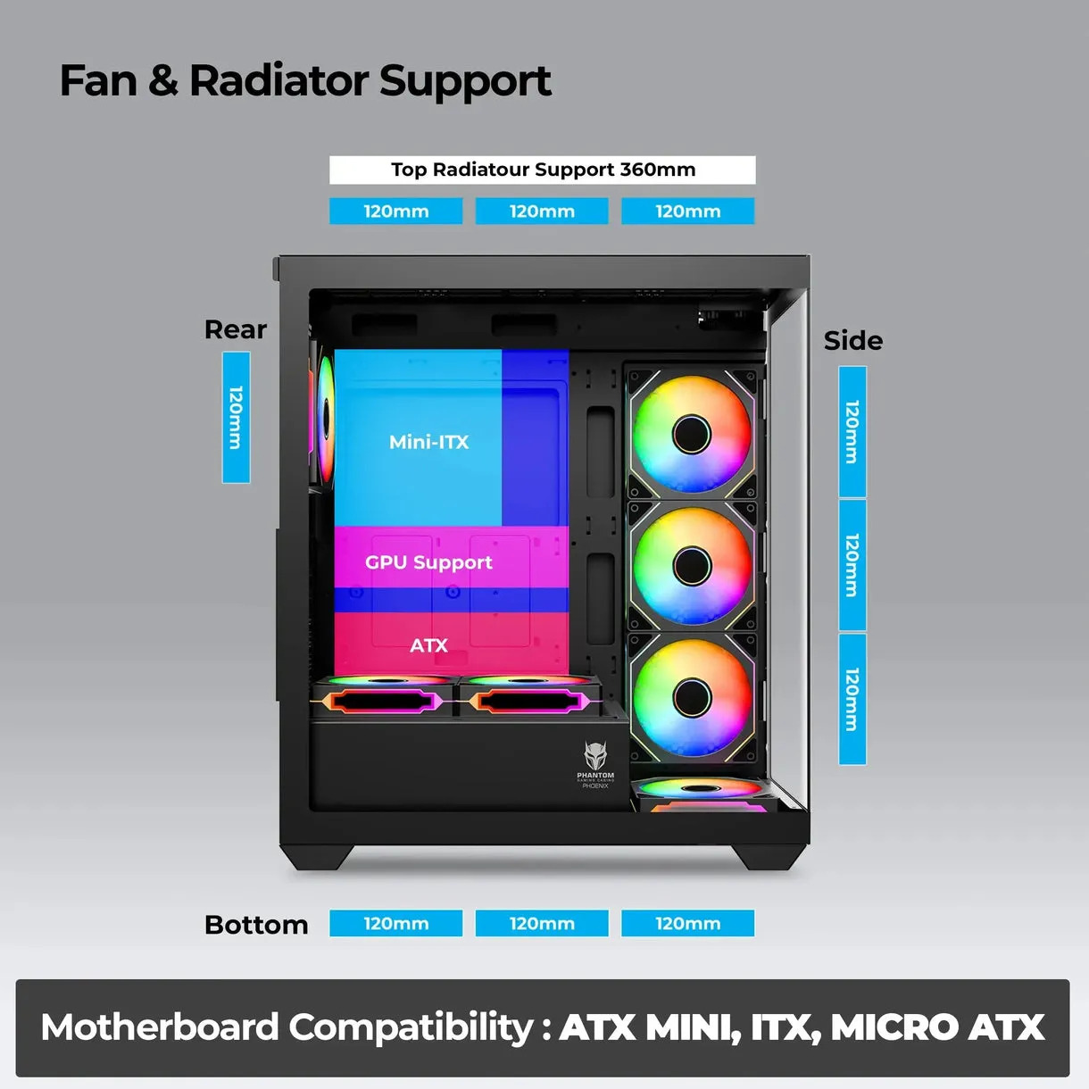 Foxin Gaming Cabinet Mid Tower ARGB Phoenix - Image 4