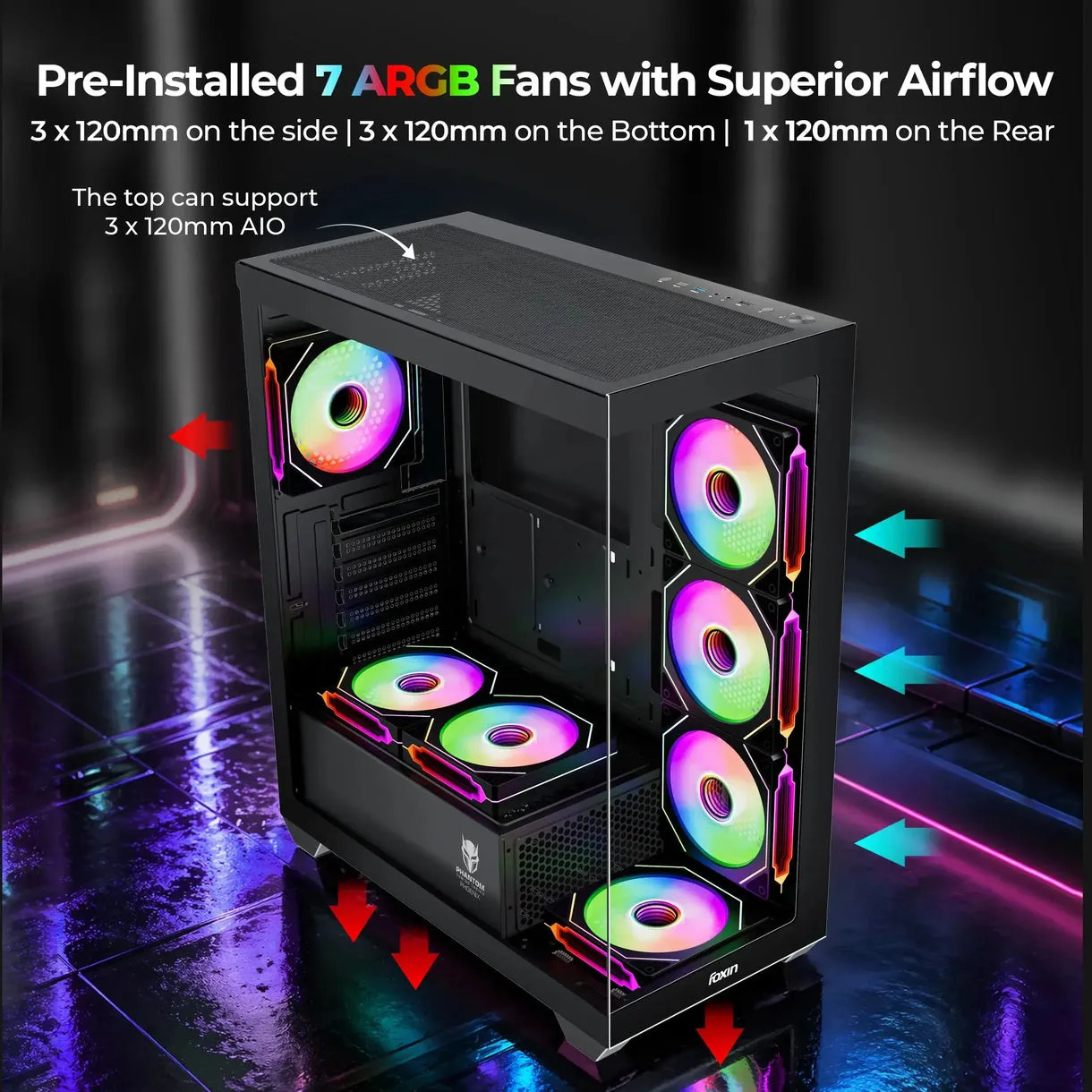 Foxin Gaming Cabinet Mid Tower ARGB Phoenix - Image 5