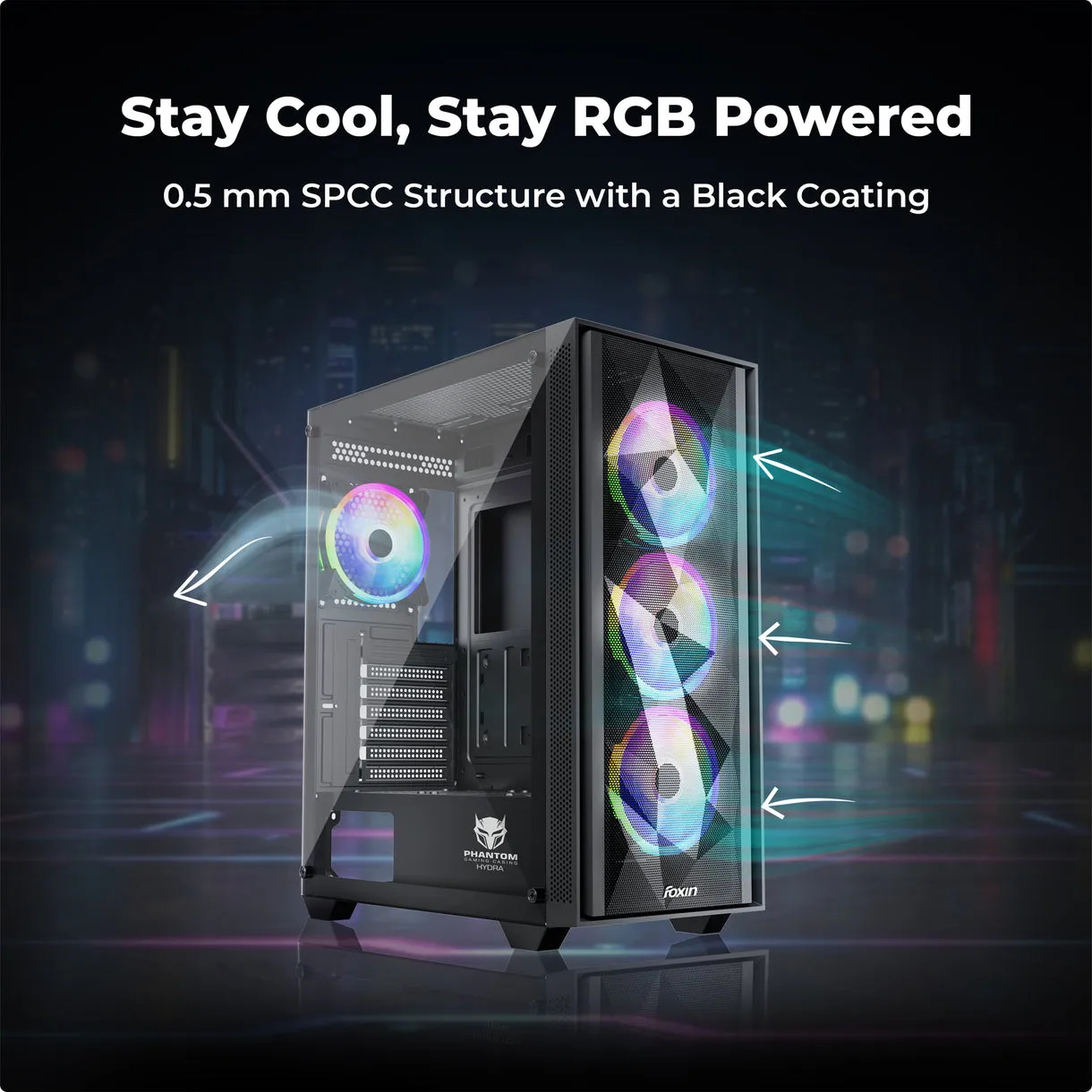 Foxin Gaming Cabinet Mid Tower ARGB Hydra - Image 5
