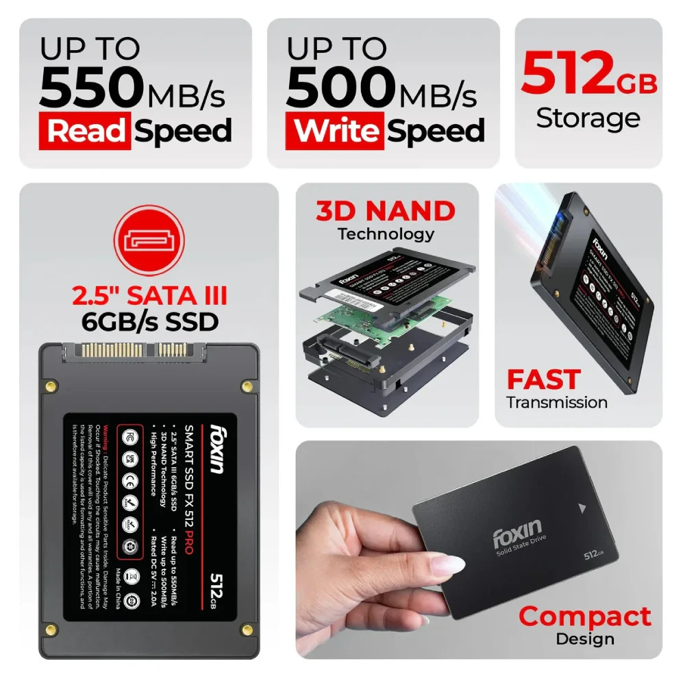 Foxin Internal SSD 512GB SATA (FX 512 PRO) - Image 2
