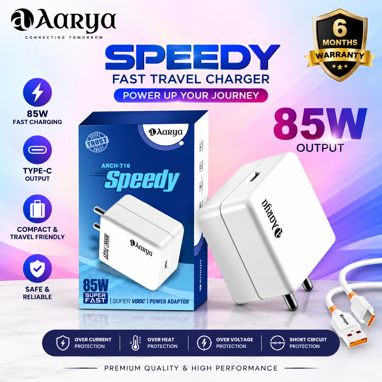 Aarya Speedy 85W Fast Travel Charger