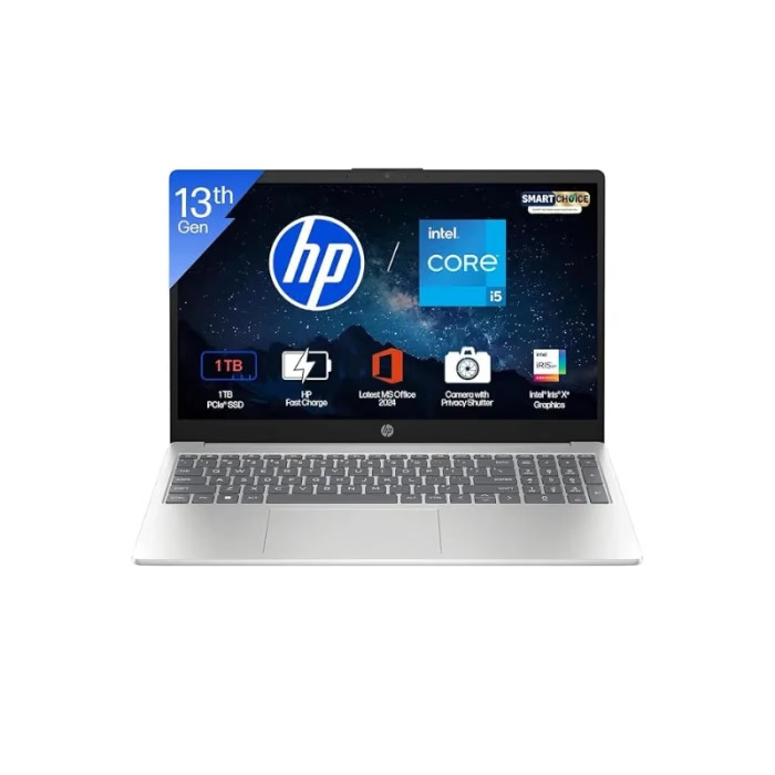 HP 15-fd0552TU Laptop, 13th Gen Intel Core i5-1334U, 16 GB RAM, 1 TB SSD, 15.6 Inch FHD Screen, Windows 11 Home, Ms Office 2024 + Microsoft 365, Backlit Keyboard, Silver