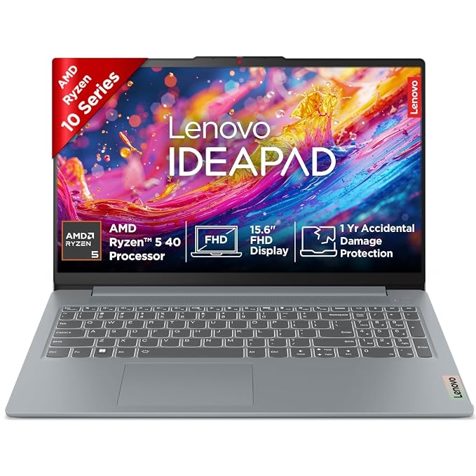 Lenovo Slim3- 82XQ01HNIN AMD Ryzen5-40/ 16GB/512GB/15.6" FHD/ Alexa/Backlit KBD/W11+MSO/Cloud Grey/ Military Standard/ADP
