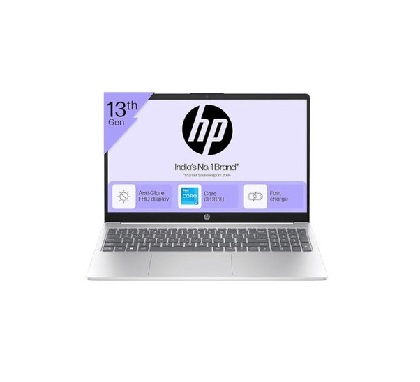 HP 15-fd0568TU Laptop, 13th Gen Core i3-1315U, 8 GB RAM, 512GB SSD, 15.6 Inch FHD Screen, Windows 11 Home, Ms Office 2024 + Microsoft 365, Silver