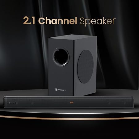 Portronics Pure Sound 107 | 200W Soundbar with Subwoofer for Deep Bass, 2.1 Channel Home Theatre, 3D Surround Sound, HD Sound, 3 EQ Modes, Bluetooth 5.3V, HDMI, AUX in, USB, Optical Port (Black) - Image 2