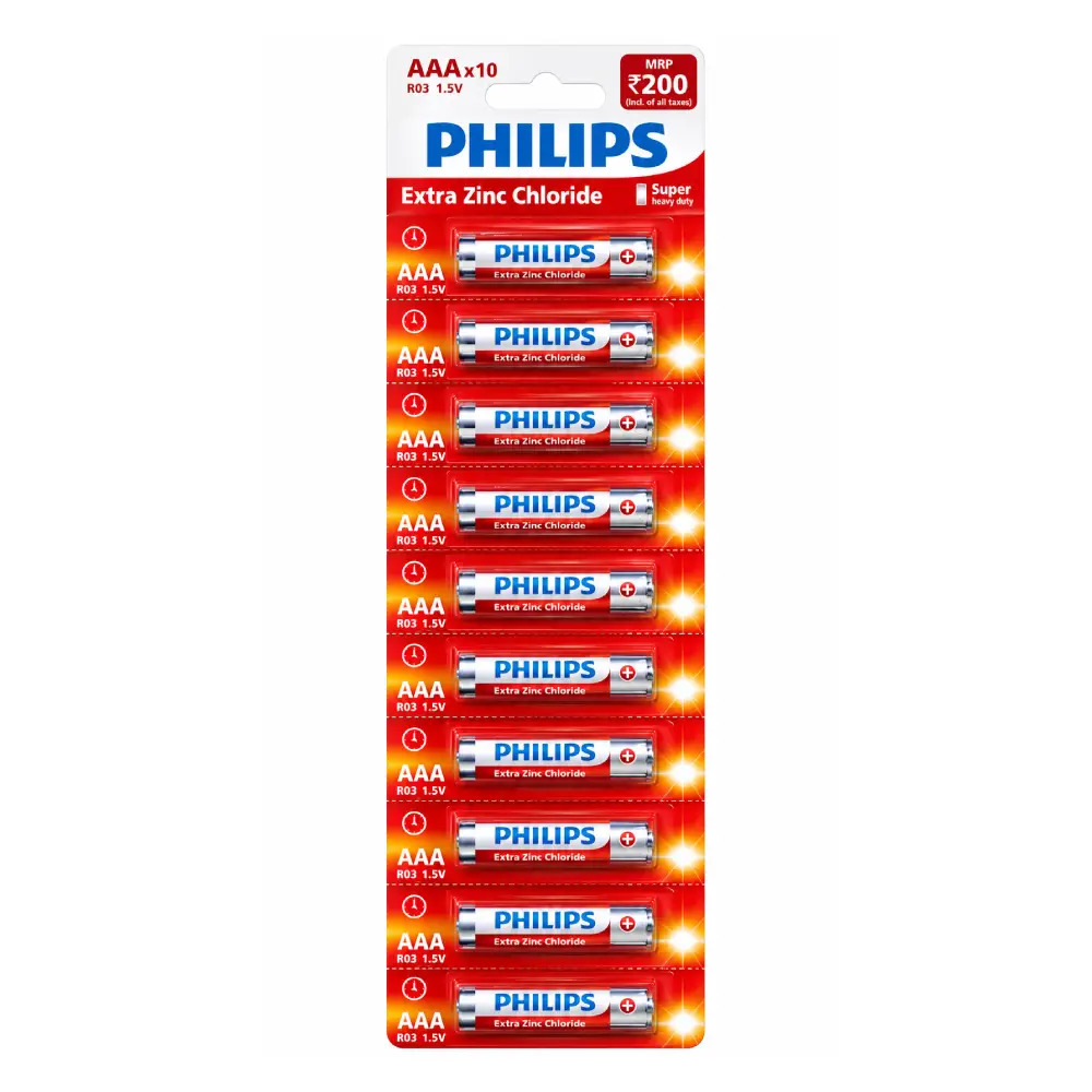 PHILIPS AAA Extra Zinc Chloride Battery (Pack of 10)