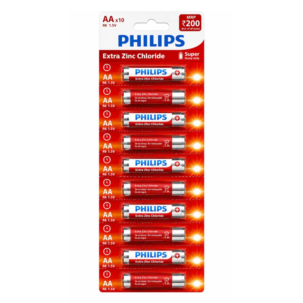 PHILIPS AA Extra Zinc Chloride Battery (Pack of 10)