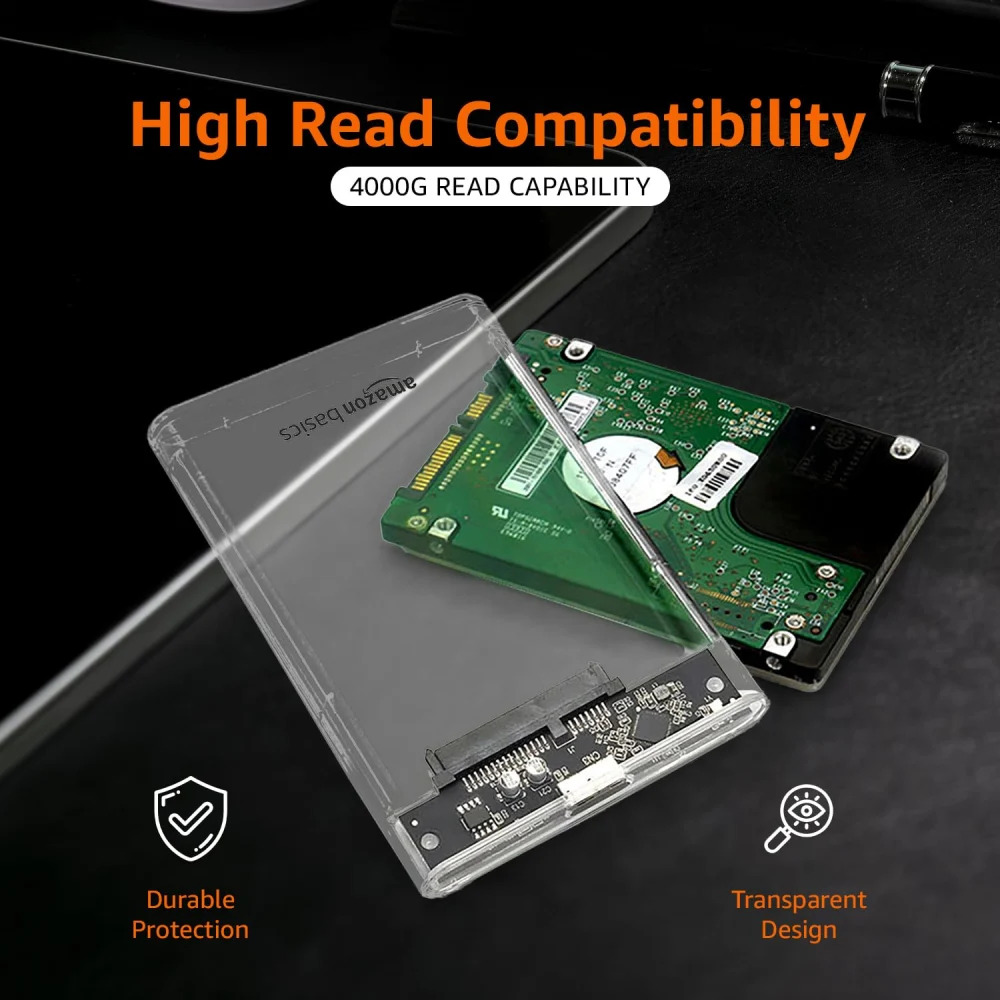 Amazon Basics HDD Casing 2.5 Inch Sata USB Type C Transparent (ESC-TP01) - Image 4