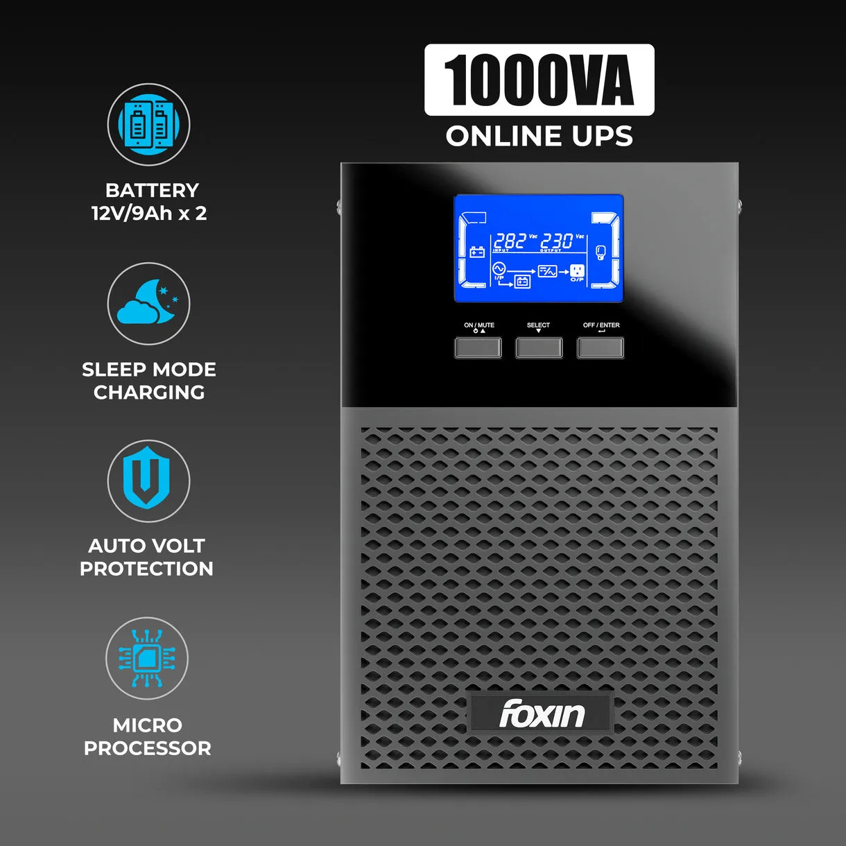 Foxin UPS 1000VA Online (2+2 Warranty) - Image 4